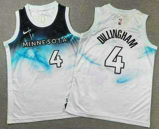 Men%27s Minnesota Timberwolves #4 Rob Dillingham White 2024 City Edition Swingman Stitched Jersey->oklahoma city thunder->NBA Jersey